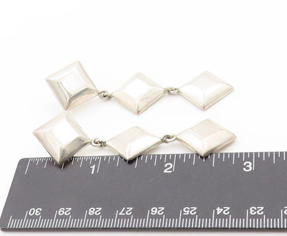 925 Sterling Silver Vintage Earrings BARRA Dangling Drop Square Design  EG13519