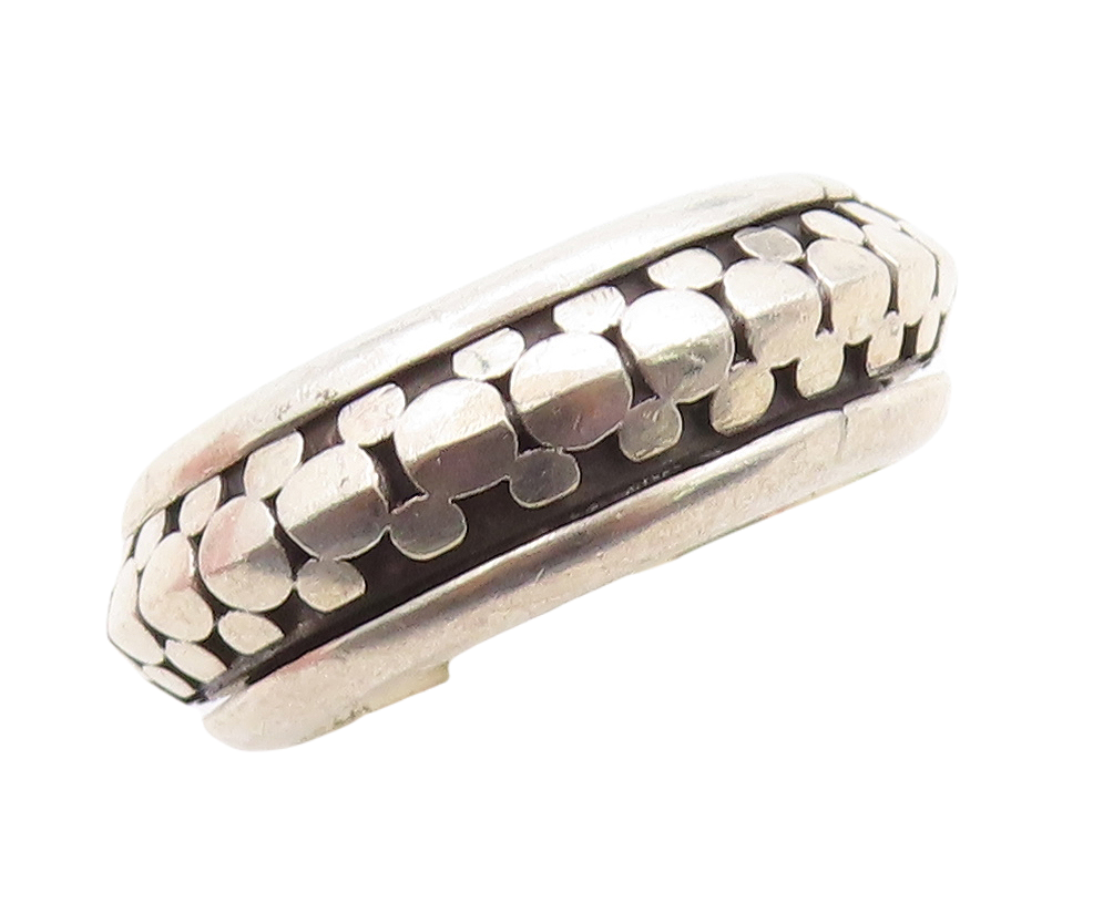 925 Sterling Silver Vintage Ring Solid Dot Effect Carved Spinner  Sz 9  RG31349