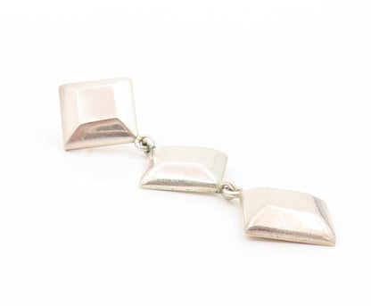 925 Sterling Silver Vintage Earrings BARRA Dangling Drop Square Design  EG13519