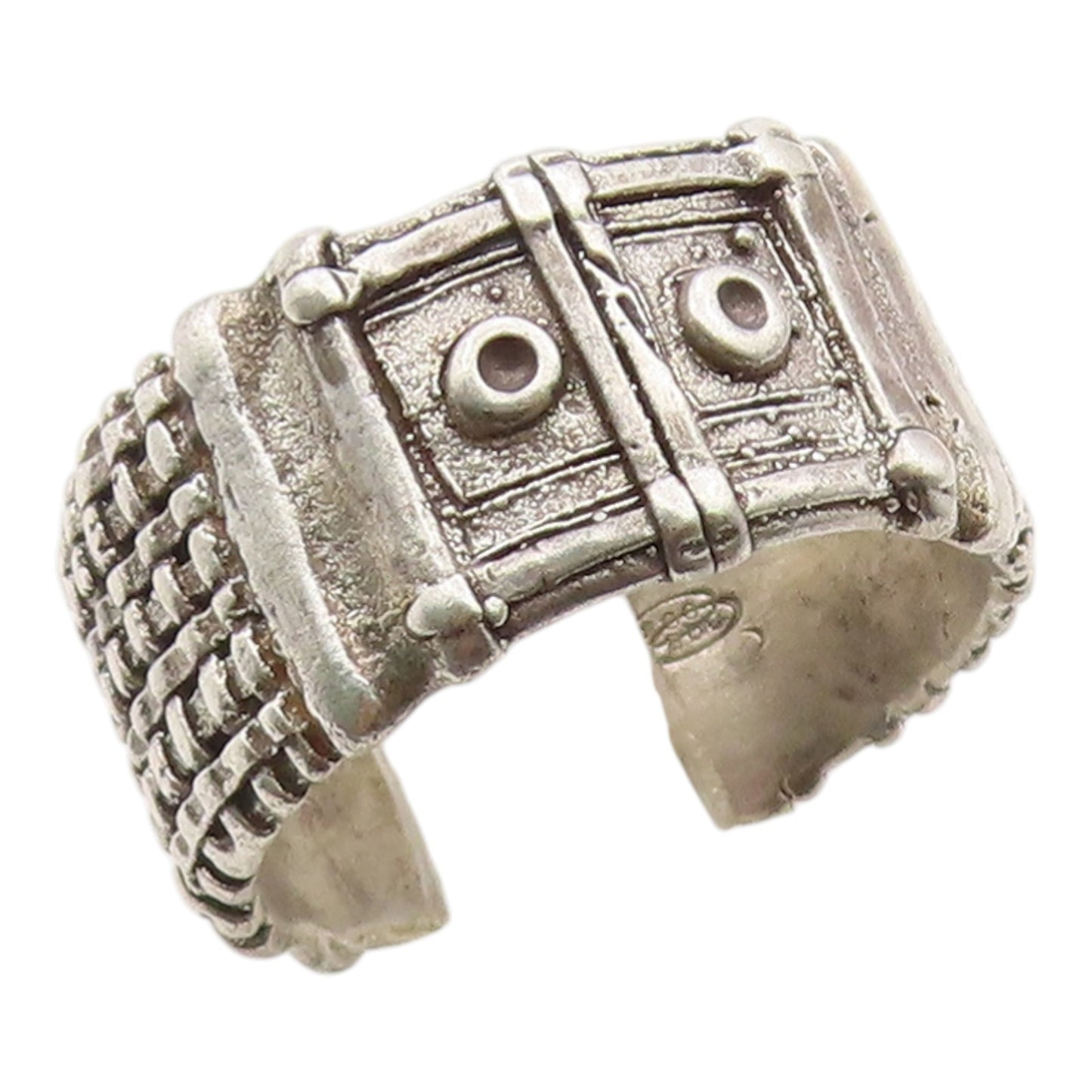 925 Sterling Silver Vintage Ring Textured Woven Statement Band  Sz 6  RG36406