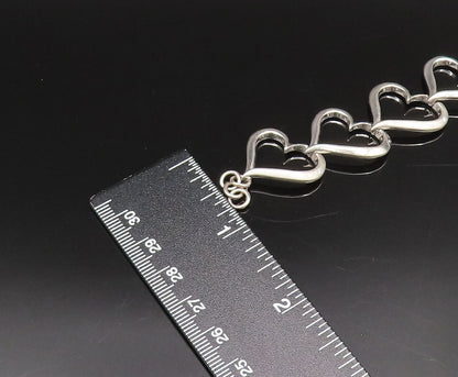 925 Silver  Vintage Genuine Diamonds Accent Open Love Heart Bracelet  BT9662