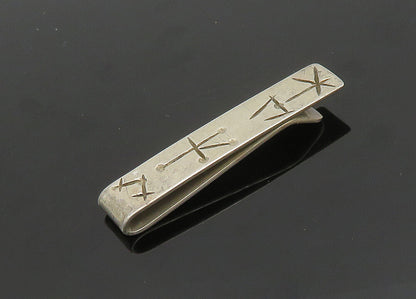 LEVIN 925 Sterling Silver  Vintage Shiny Etched Design Tie Clip  TR2741