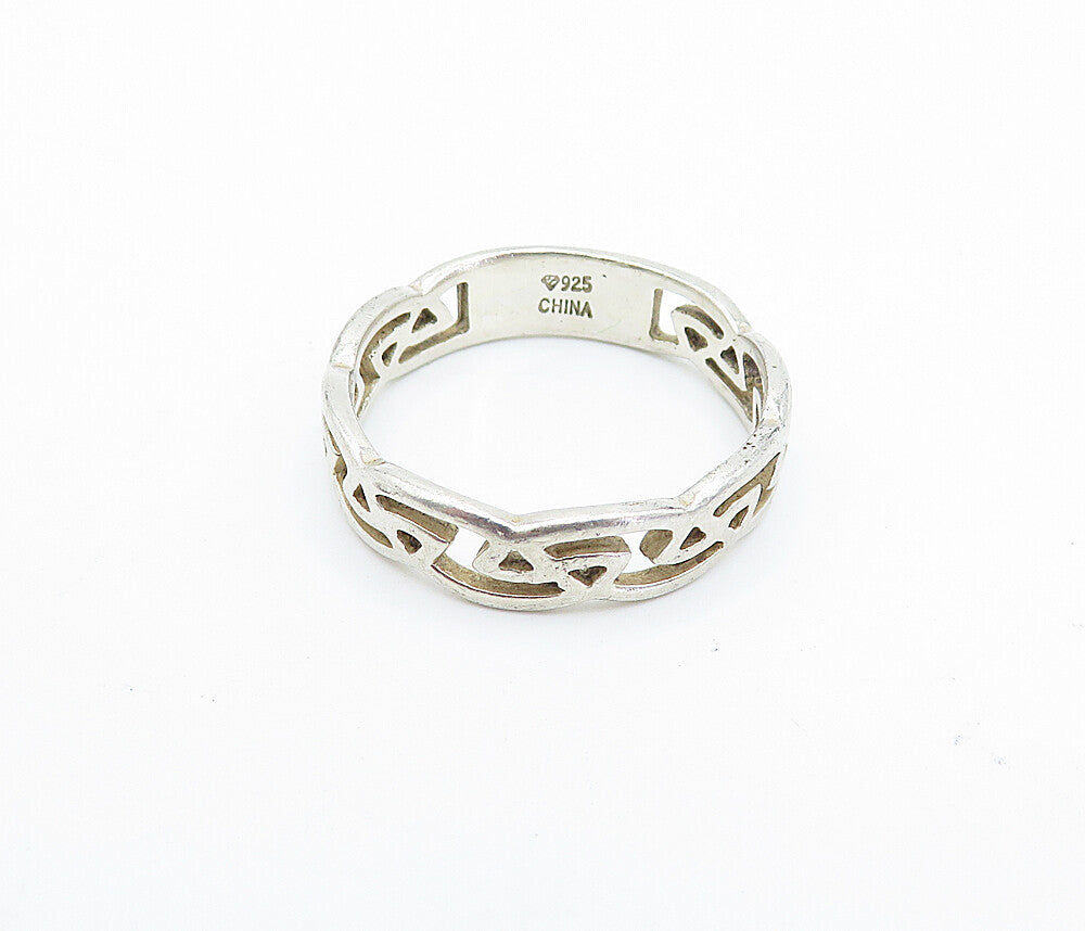 925 Sterling Silver  Vintage Shiny Celtic Knot Pattern Band Ring Sz 8.5 RG3549