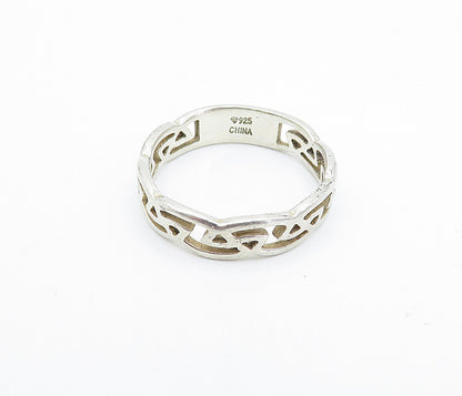 925 Sterling Silver  Vintage Shiny Celtic Knot Pattern Band Ring Sz 8.5 RG3549