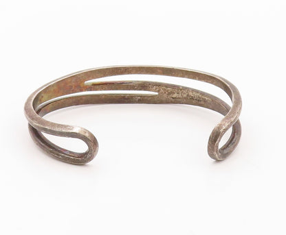 925 Sterling Silver Vintage Bracelet Brutalist  Split Solid Cuff  BT10785