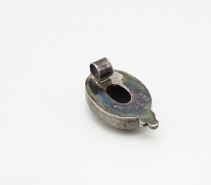 925 Sterling Silver  Vintage Bezel Set Quartz Oval Slider Pendant  PT2333