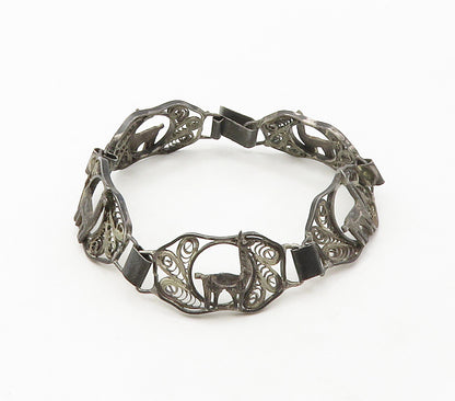 925 Sterling Silver  Vintage Antique Alpaca Filigree Chain Bracelet  BT6553