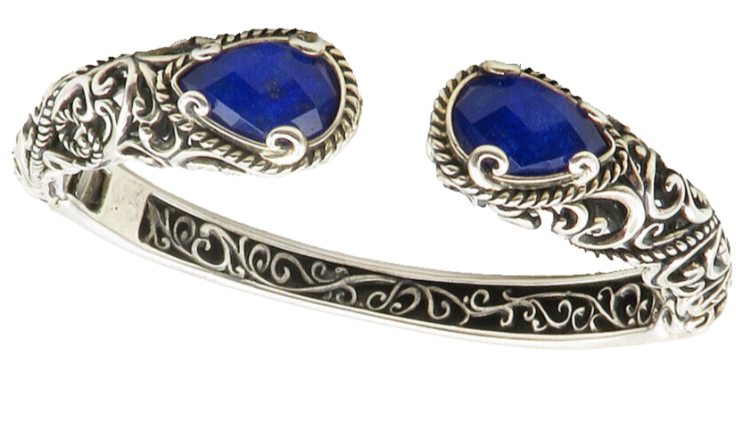 CAROLYN POLLACK RELIOS 925 Silver  Vintage Kyanite Swirl Cuff Bracelet  BT5039