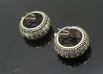 JOHN HARDY 925 Silver  Vintage Circle Pattern Heavy Hoop Earrings  EG10061