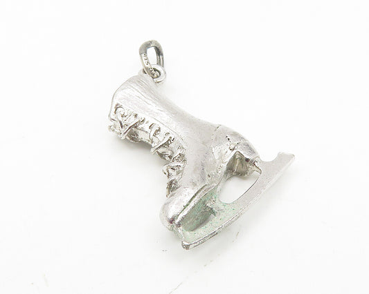 925 Sterling Silver  Vintage Shiny Petite Ice Skate Drop Pendant  PT8230