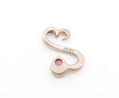 925 Sterling Silver  Vintage Pink Topaz Infinity Love Heart Pendant  PT16603