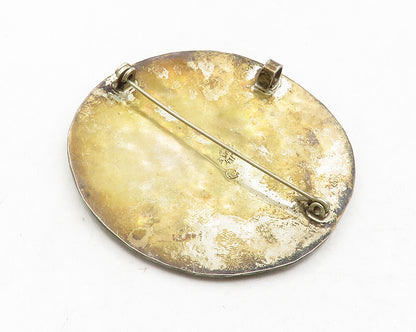 MEXICO 925 Sterling Silver  Vintage Inlaid Turquoise Face Brooch Pin  BP4683
