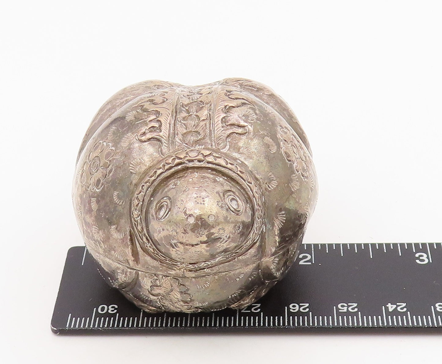 925 Sterling Silver Vintage Trinket Box Intricate Floral Turtle OPENS  TR4146