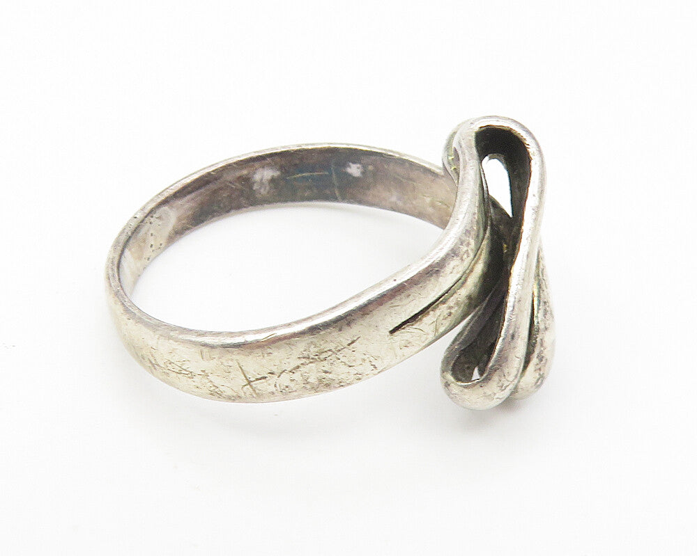925 Sterling Silver  Vintage Folded Ribbon Design Band Ring Sz 7  RG11013