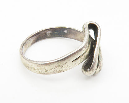 925 Sterling Silver  Vintage Folded Ribbon Design Band Ring Sz 7  RG11013