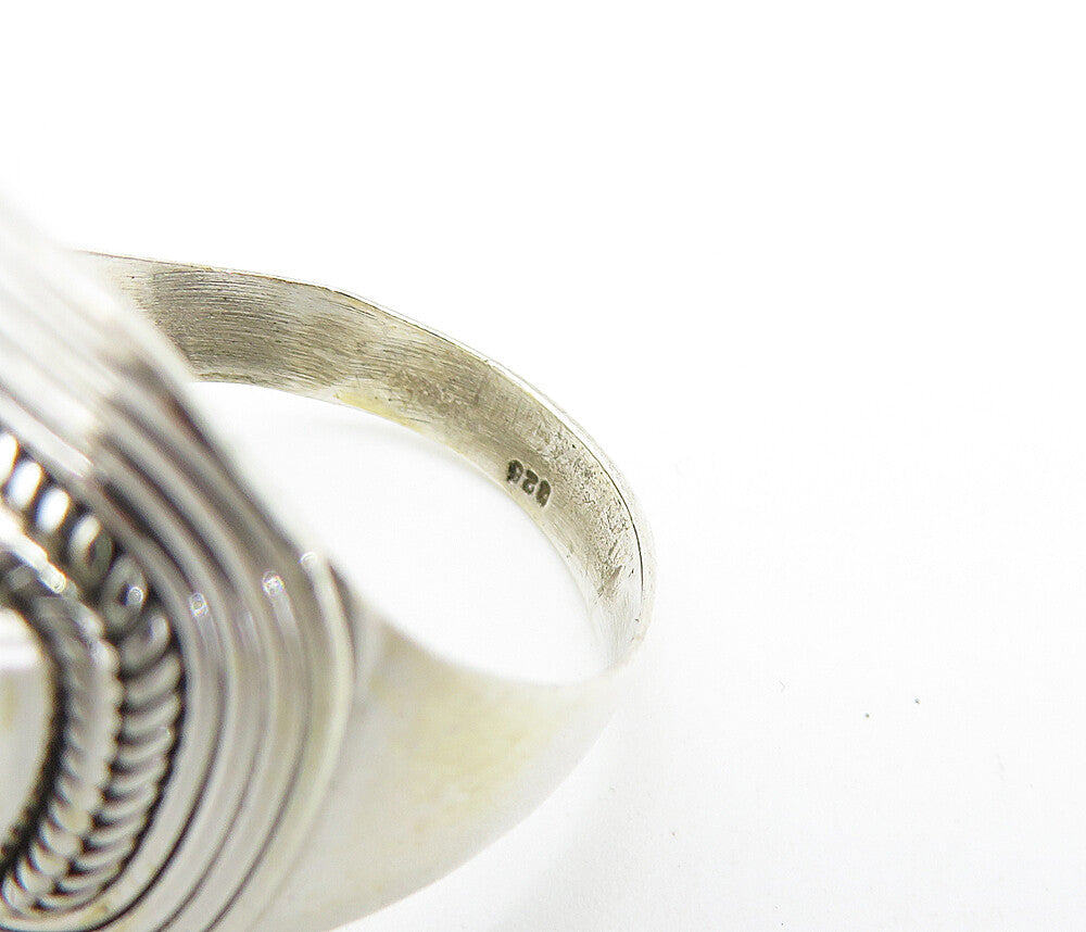 925 Sterling Silver Druzy Stone Polished Twist Cocktail Ring Sz 7 RG7915