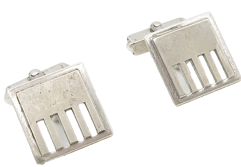 925 Sterling Silver  Vintage Smooth Square Cutout Cuff Links  TR2123