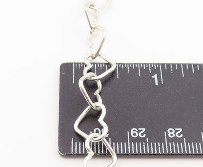 925 Sterling Silver Vintage Necklace Interlocking Open Love Heart Chain  NE4939