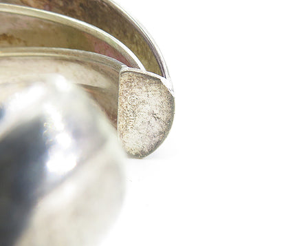 925 Sterling Silver  Vintage Dark Tone Fluted Tapered Cuff Bracelet  BT1750