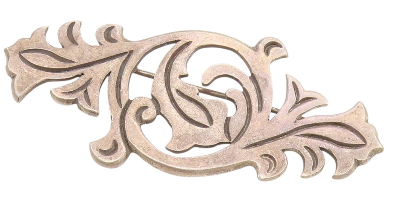 925 Sterling Silver Vintage Brooch Pin TAXCO Dark Tone Floral Design  BP11458