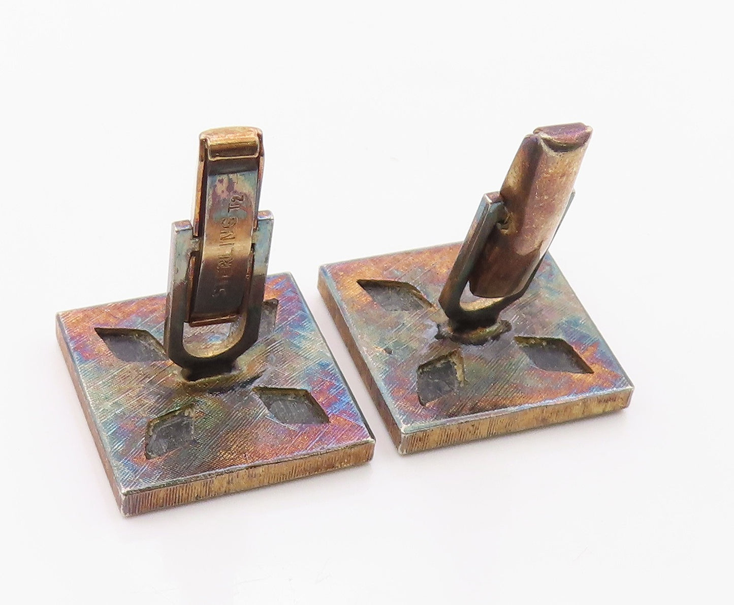 925 Sterling Silver  Vintage Howlite & Black Onyx Square Cufflinks  TR2328