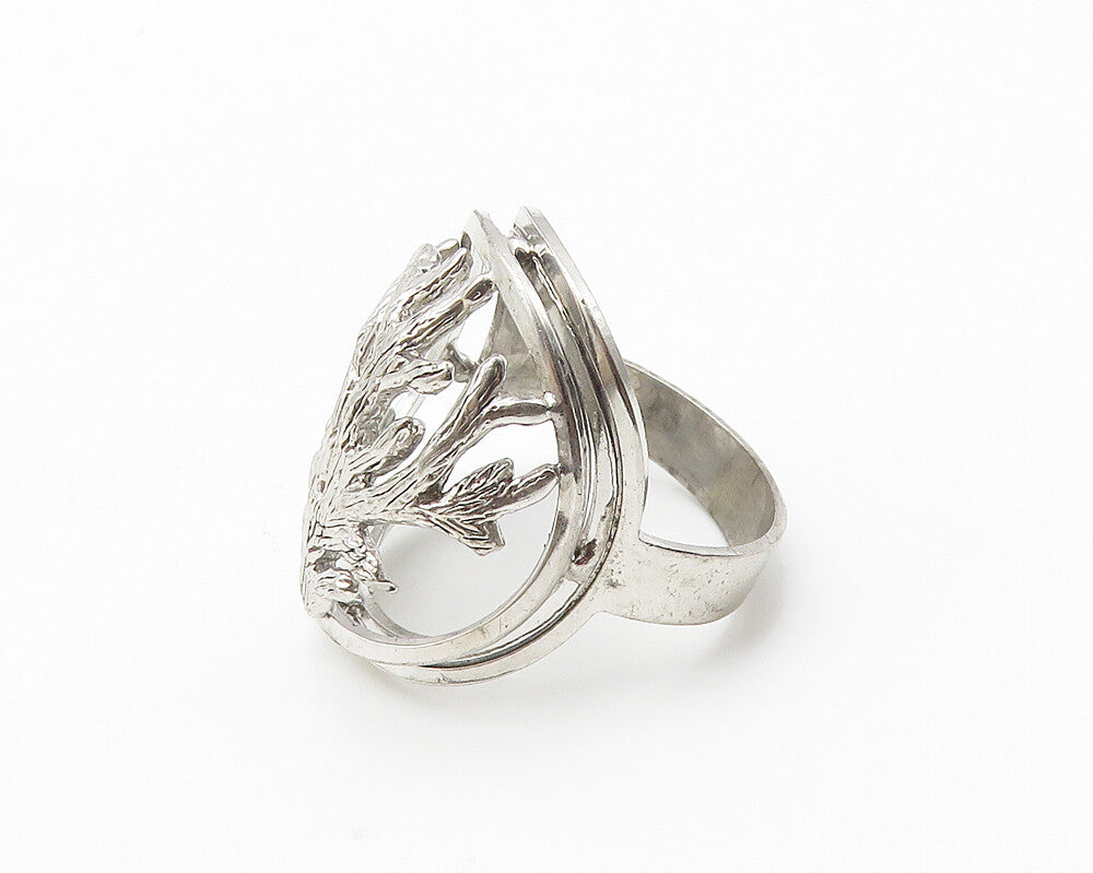 TAHARA & CO 925 Silver  Shiny Tree Branches Motif Band Ring Sz 7  RG10394