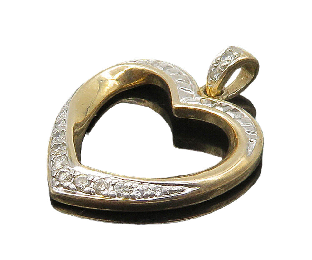 ROSS SIMON 925 Silver  Topaz Shiny Two Tone Open Love Heart Pendant  PT12827
