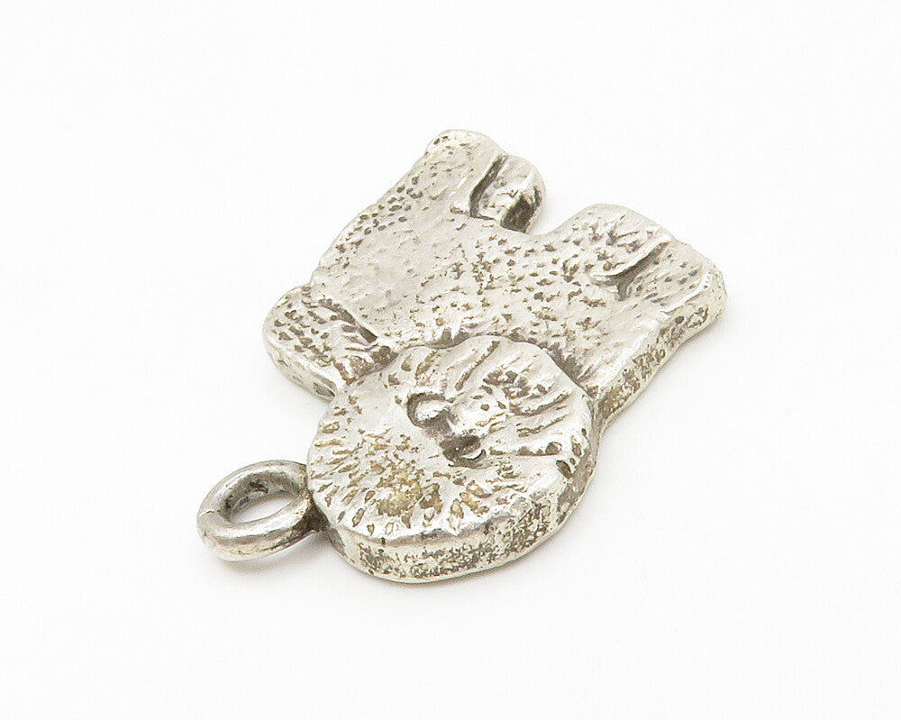 925 Sterling Silver  Vintage Petite Fluffy Dog Etched Detail Pendant  PT10727