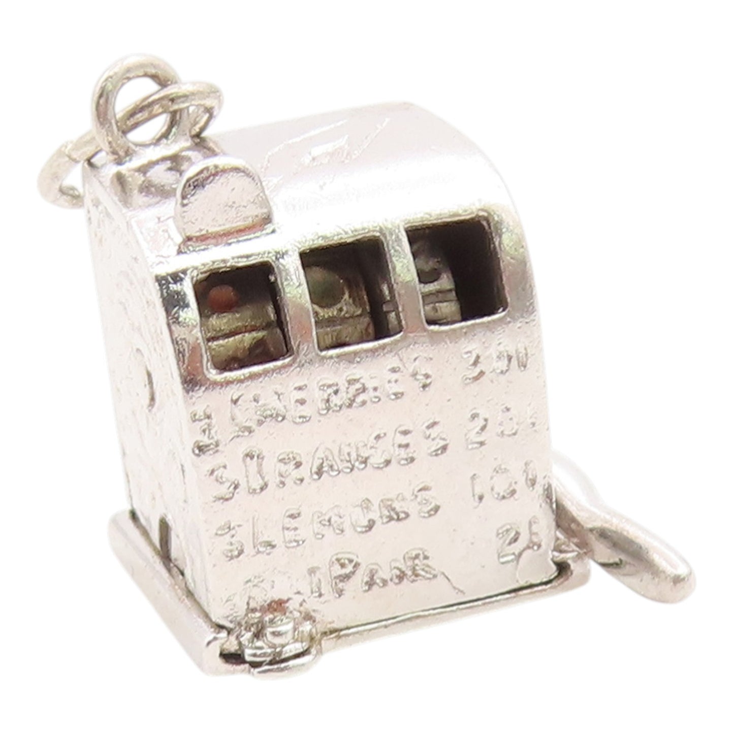 925 Sterling Silver Vintage Pendant Slot Machine With Fruit Details  PT26154