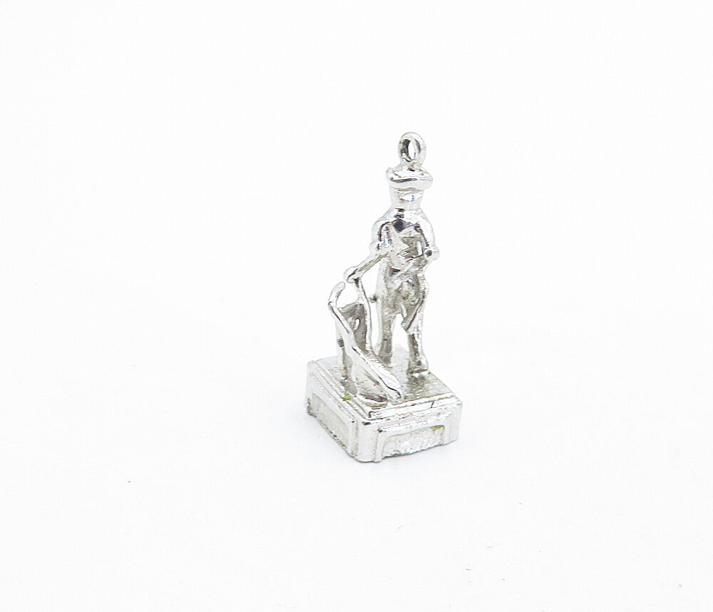 925 Sterling Silver  Vintage Shiny Petite Sculpted Statue Pendant  PT4786