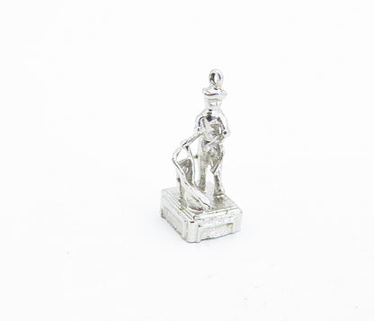 925 Sterling Silver  Vintage Shiny Petite Sculpted Statue Pendant  PT4786