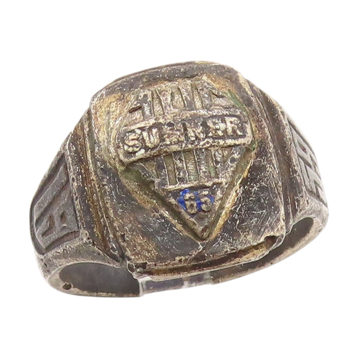925 Sterling Silver Vintage Ring Antique Summer Shield Band  Sz 11  RG34707
