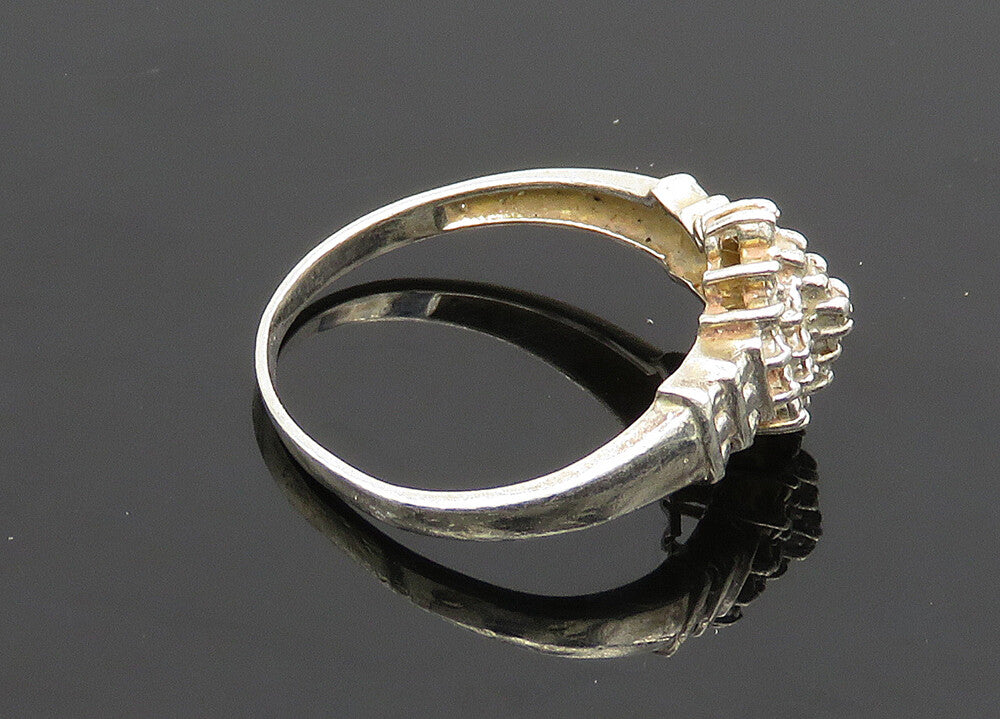 925 Sterling Silver  Vintage Shiny Genuine Diamonds Band Ring Sz 7  RG19920