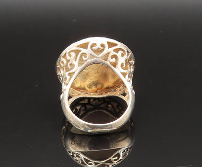 925 Sterling Silver  Vintage Round Hammered Open Scroll Ring Sz 7.5  RG25617