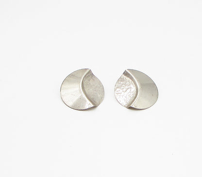 925 Sterling Silver  Vintage Smooth & Hammered Round Stud Drop Earrings  EG1994