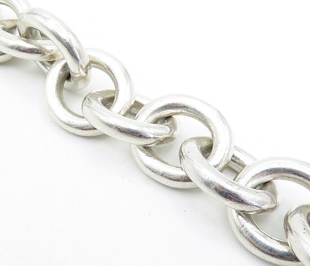 CAROLEE 925 Silver  Vintage Chunky Circle Link Shiny Chain Bracelet  BT1546