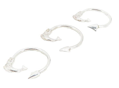 925 Sterling Silver  Vintage 3 Piece Shiny Fish Arrow Key Rings  TR1367