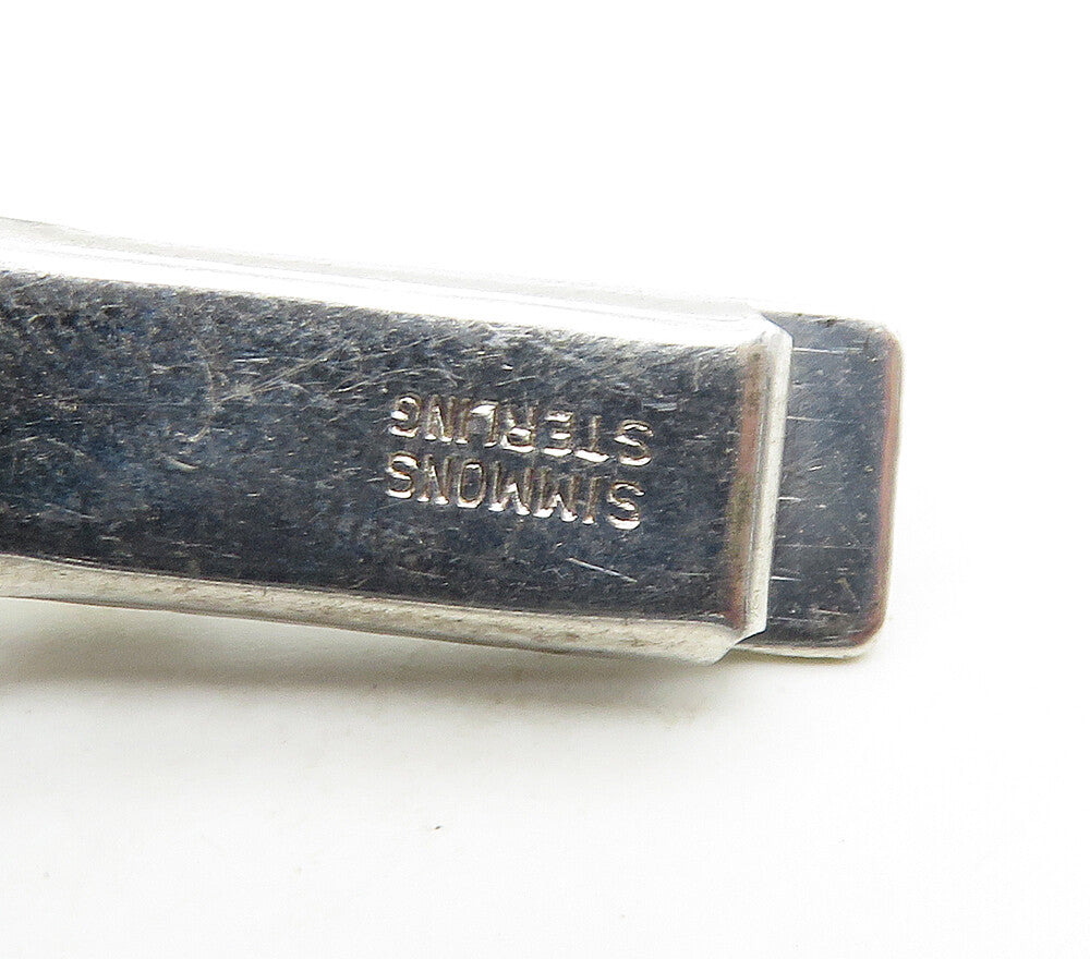 SIMMONS 925 Sterling Silver  Vintage Shiny 2 Tone Royal Crown Tie Clip  TR2307