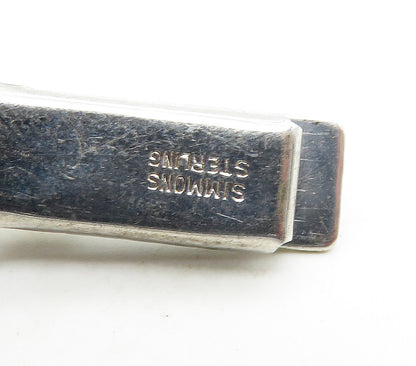 SIMMONS 925 Sterling Silver  Vintage Shiny 2 Tone Royal Crown Tie Clip  TR2307