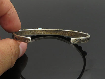 SOUTHWESTERN 925 Sterling Silver Vintage Turquoise Beaded Cuff Bracelet BT9467