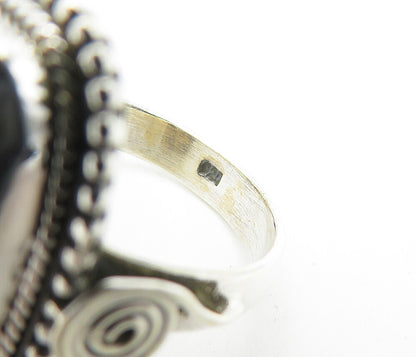 925 Sterling Silver  Tiger's Eye Fluted Twist Cocktail Ring Sz 8.5  RG7881