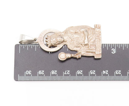 925 Sterling Silver  Vintage Cutout Carved Jesus Religious Pendant  PT22243