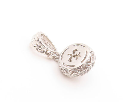 925 Sterling Silver Vintage Pendant JUDITH RIPKA Rope Carved Cat's Eye  PT23942