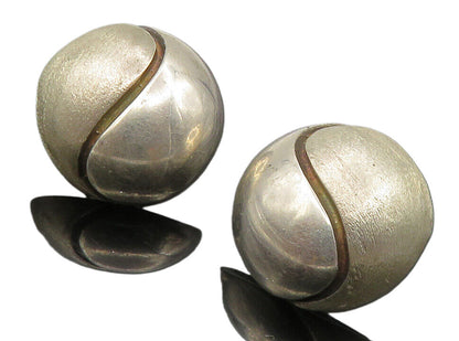 925 Sterling Silver  Vintage Textured Swirl Shiny Dome Drop Earrings  EG6974