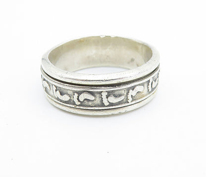 MEXICO 925 Silver  Vintage Footprints Patterned Spinner Ring Sz 10.5  RG7402
