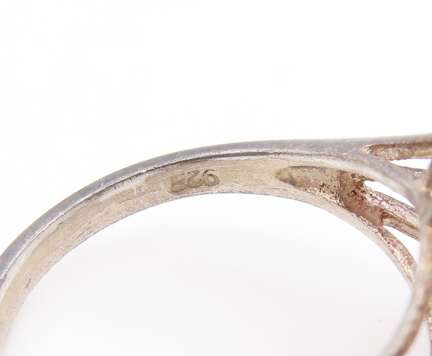 925 Sterling Silver Vintage Ring Sparkling CZ Floral Cluster  Sz 7.5  RG35080