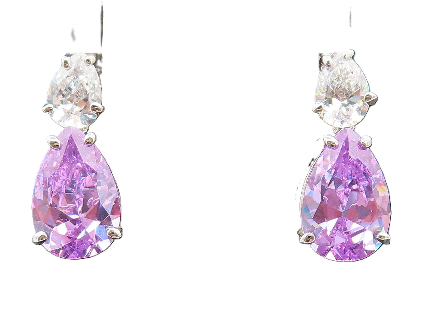 925 Silver  Vintage Two Tone Topaz Water Drop Dangling Earrings  EG12600