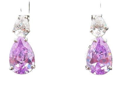 925 Silver  Vintage Two Tone Topaz Water Drop Dangling Earrings  EG12600