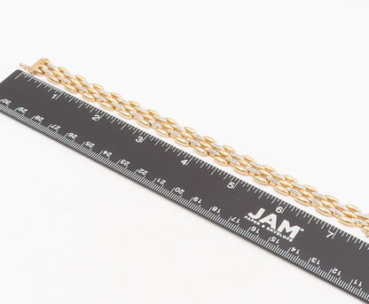 925 Sterling Silver Vintage Bracelet Gold Plated Oval Bead Real Diamonds BT10251