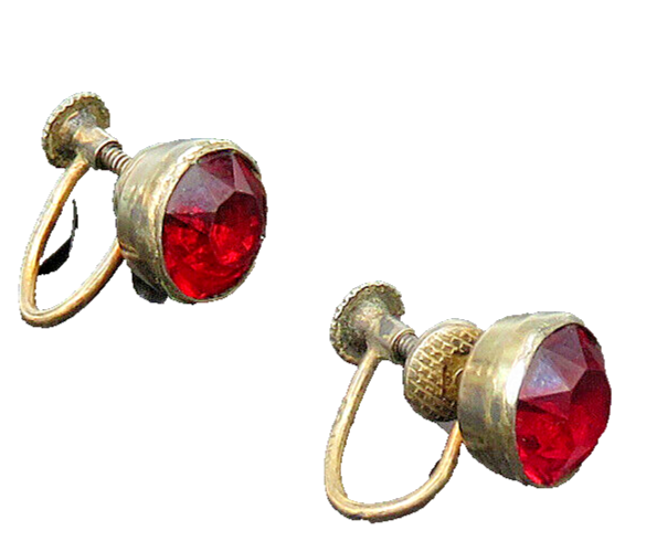 925 Sterling Silver  Vintage Pink Topaz Non Pierce Round Stud Earrings  EG9478